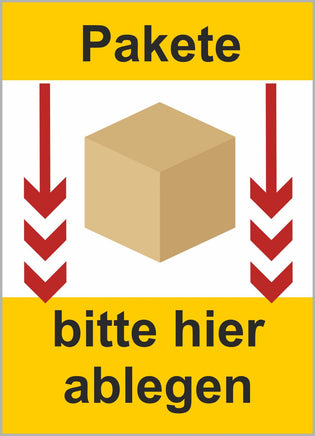 Schild Pakete bitte hier ablegen A4