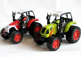 Traktor Modellauto 14cm mit Friktion grün/rot Bauernhof Fahrzeug Trekker