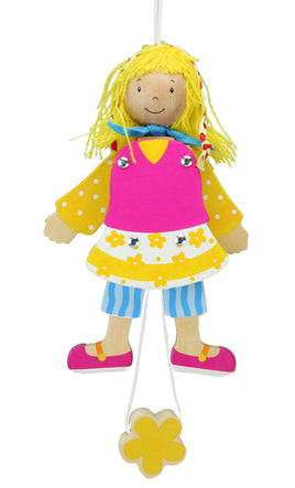 Hampelfrau Figur aus Holz Mädchen goki Hampelmann 53044 für Kinderzimmer Deko