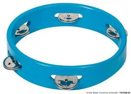 Großes Tamburin für Kinder 20cm blau 5 Schellen Holzgriff aus Holz Tambourin NEU