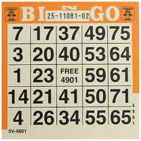 100 Stück Bingokarten für 75er System, für Bingo mit 75 Kugeln, orange