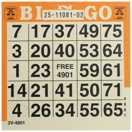 100 Stück Bingokarten für 75er System, für Bingo mit 75 Kugeln, Farbbeispiel orange