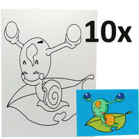10er_Set_Motiv-Leinwand_zum_Ausmalen Schnecke auf Blatt