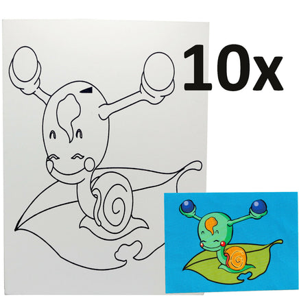 10er_Set_Motiv-Leinwand_zum_Ausmalen Schnecke auf Blatt