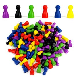 120 Brettspiel Ersatz Spielfiguren aus Holz bunt, Farben: Lila,Schwarz,Grün,Rot,Blau,Gelb