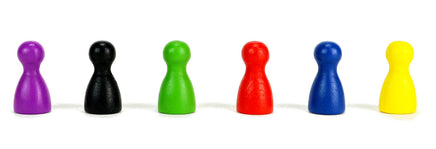 120 Brettspiel Ersatz Spielfiguren aus Holz bunt, einzelne Kegel, Farben: Lila, Schwarz, Grün, Rot, Blau, Gelb
