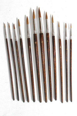 12 Stück Künstlerpinsel-Rundpinsel, braun
