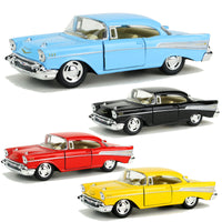 1957 Chevrolet BelAir Modellauto Oldtimer 57er Chevy USCar Strassenkreuzer, 4 verschiedenfarbige Modelle: Hellblau, Schwarz, Rot, Gelb