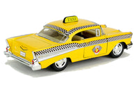 1957ChevroletBelAirTaxiModellautoOldtimer57erChevyNewYorkYellowCab, 2 Seitenansicht, Taxischild,Karomusterstreifen