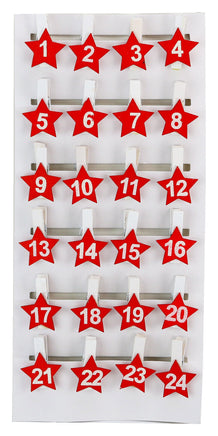 24 nummerierte Adventskalender Klammern DIY- rot