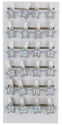 24 nummerierte Adventskalender Klammern DIY- silbergrau