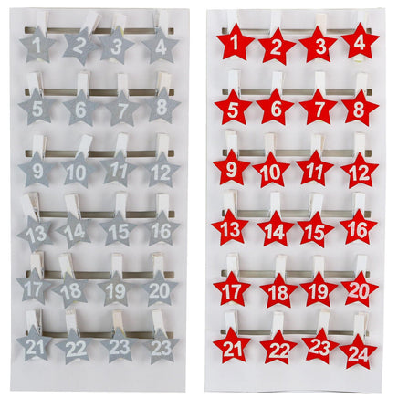 24 nummerierte Adventskalender Klammern DIY