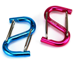 2er Set S-Typ Karabinerhaken mit Sicherung, 1x Blau, 1x Pink