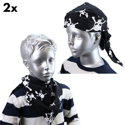 2er Set Dreieckstuch mit Piratenmotiv