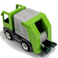 2in1 Spielzeugauto Müllwagen in Hellgrün/Grau mit Mülltonne