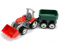 2in1 Traktor mit Anhänger und Frontlader zusammengebaut