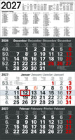 3-Monatskalender 2027 in Anthrazit