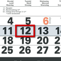 3-Monatskalender 2027 in Anthrazit mit rotem Datumsschieber