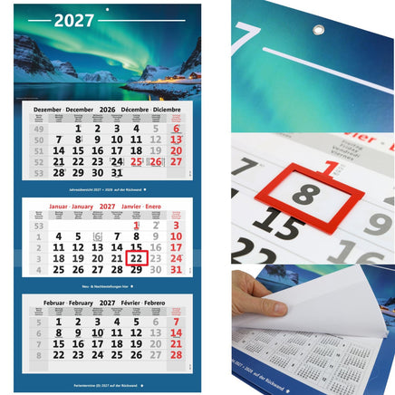 3-Monatskalender 2027 mit Motiv Polarlicht
