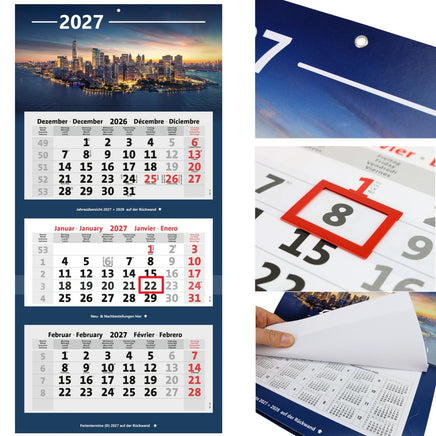 3-Monatskalender 2027 mit Motiv Skyline New York