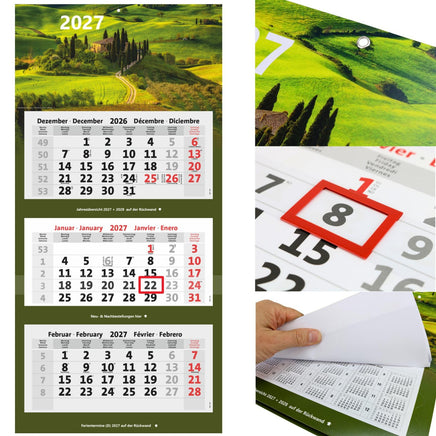 3-Monatskalender 2027 mit Motiv Toskana