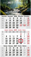 3-Monatskalender 2027 mit Motiv Wald