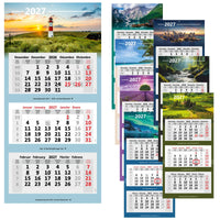 3-Monatskalender 2027 mit verschiedenen Motiven