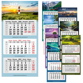 3-Monatskalender 2027 mit verschiedenen Motiven
