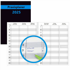 Cover und Beispielseite für Praxisplaner 2025