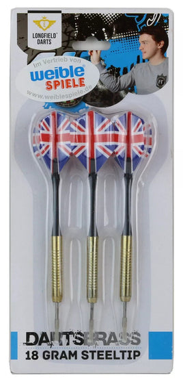 3er Set Messing Dartpfeile mit Metallspitze,Rot-Blau