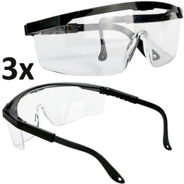 3er Set Schutzbrille EN166-F, schwarzer Brillenbügel