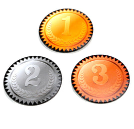 3er Set Sieger- Button in Gold (1.Platz), Silber (2.Platz), Bronze (3.Platz)