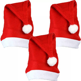 3er Set Weihnachtsmützen rot mit weißen Bommel, weißer Rand
