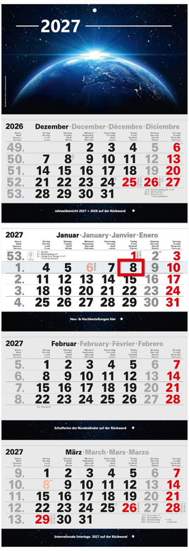 4-Monatskalender 2027 mit Bild des Universums