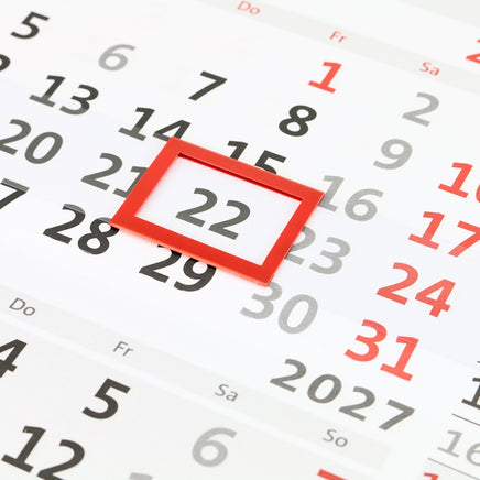 4-Monatskalender 2027 mit Datumsschieber im Royal Blue Design
