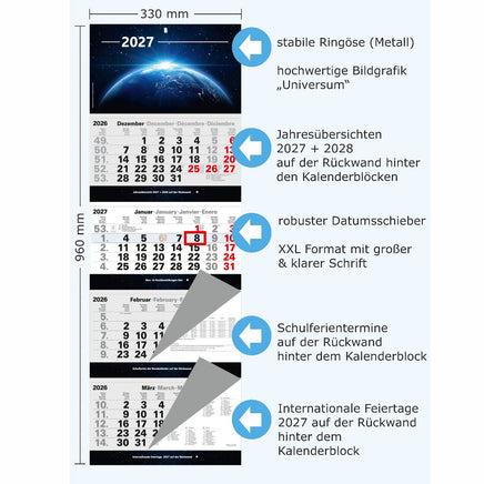 4-Monatskalender 2027 mit Detailbeschreibung