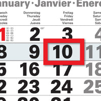 4-Monatskalender 2027 mit rotem Datumsschieber