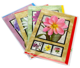 4er Set Geburtstagskarten mit Blumenmotiven, farbenfroh gestaltet