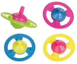 4er Set Kreisel bunt, z.B. in den Farben: Grün-Pink, Pink-Blau, Blau-Gelb, Gelb-Pink