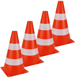 4er Set Pylonen für Kinder, orange-weiß gestreift