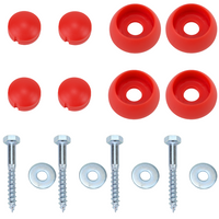 4er Set Kunststoff Abdeckkappen mit Befestigungsmaterial, rot
