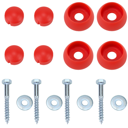 4er Set Kunststoff Abdeckkappen mit Befestigungsmaterial, rot