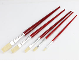 5 Stück Künstlerpinsel - Flachpinsel rot