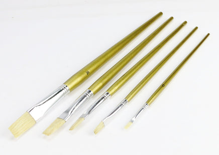 5 Stück Künstlerpinsel - Flachpinsel goldfarben