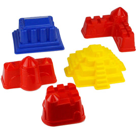 5er Set Sandförmchen Monumente in den Farben: Blau,Gelb,Rot