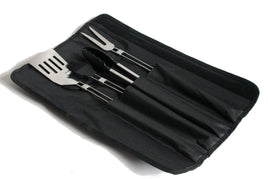 5tlg. Edelstahl Grillbesteck Set, schwarze Aufbewahrungstasche