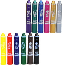 6 Jumbo Wachsmalstifte supersoft verschließbar, Sparset bestehend aus: Metallic (Lila,Grün,Blau,Pink,Gold,Silber) und Standard (Gelb,Rot,Blau,Grün,Braun,Schwarz)