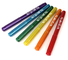 6 bunte Glitzerstifte- Fasermaler, lila, blau, grün, gelb, orange, rot