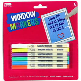 6er Set Window Marker in den Farben: Weiß, Gelb, Lila, Mintgrün, Blau, Rot/Orange