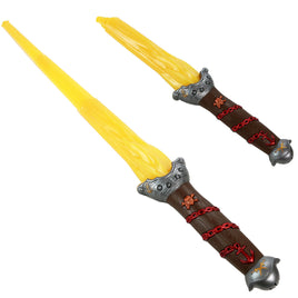 80cm Schwert ausziehbar mit Licht & Sound, Stiel gelb, Griff braun